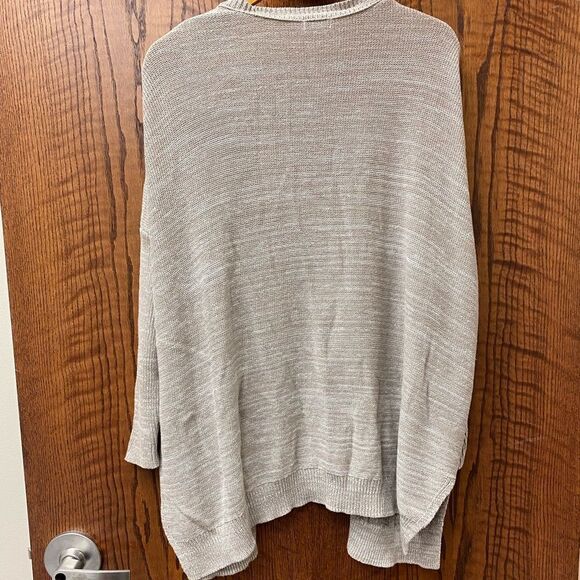 ABOUND academia professor oatmeal heather cable knit open front cardigan sweater - Picture 4 of 6